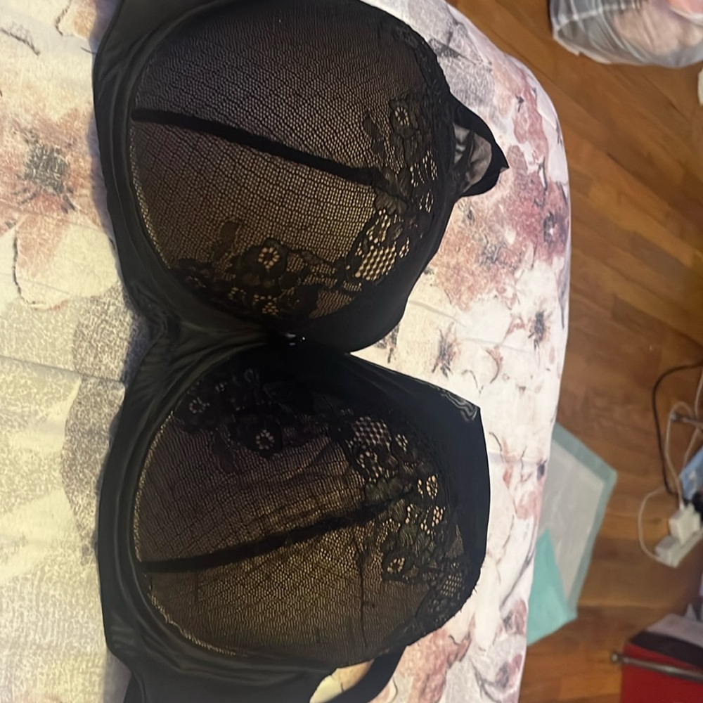 Tan and black padded bra